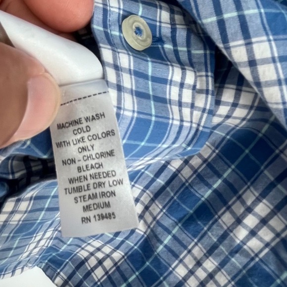 Southern Shirt Mens Large Plaid Button Down Shirt Long Sleeve Blue White Cotton - Picture 6 of 10